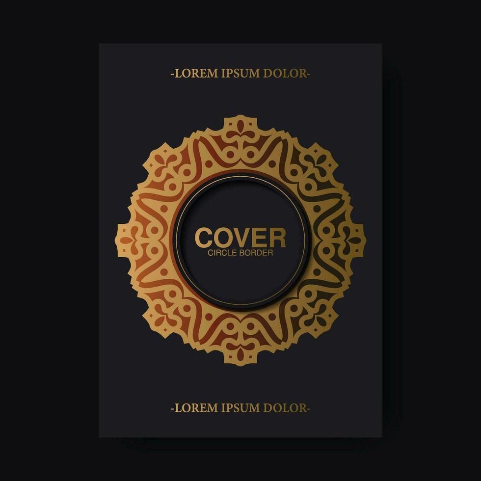 Luxury gold border pattern cover template vector