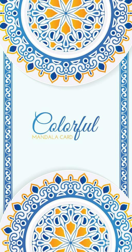 colorful mandala decorative card design vector