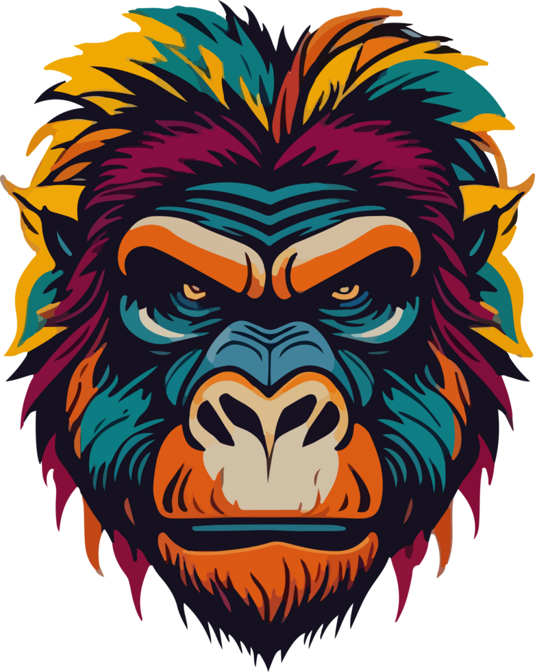 Colorful Gorilla Logo Mascot AI Generative png