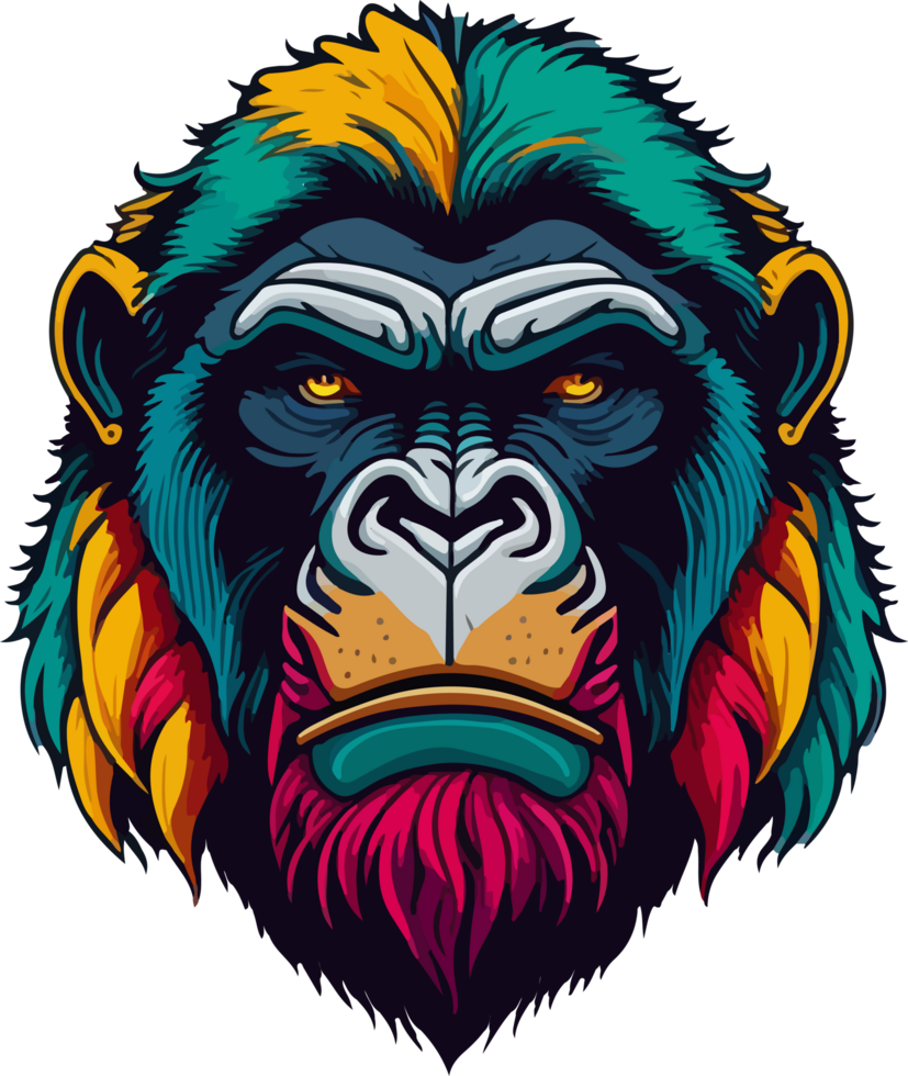 Colorful Gorilla Logo Illustration with AI Generative png