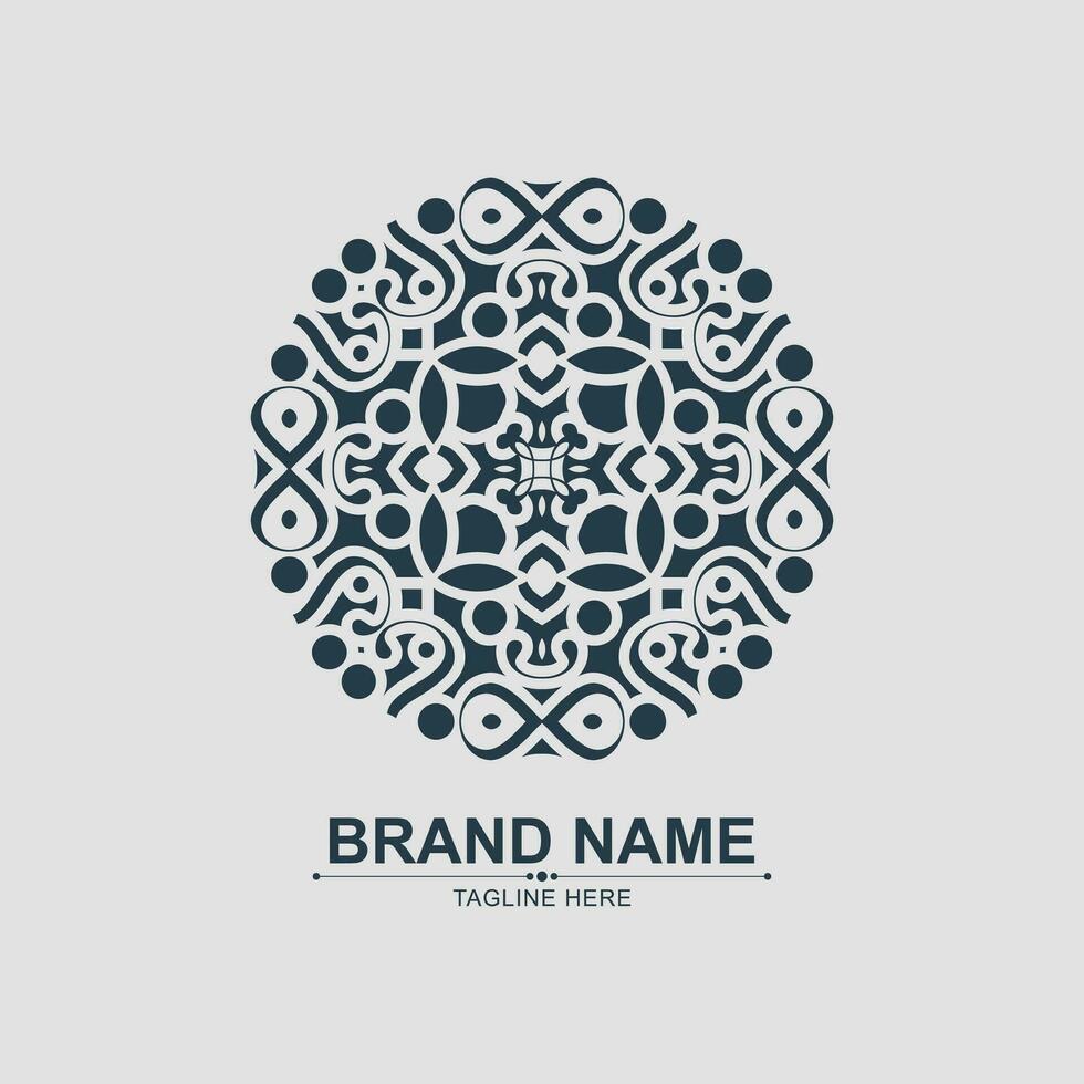 Elegant ornament style line art logo vector