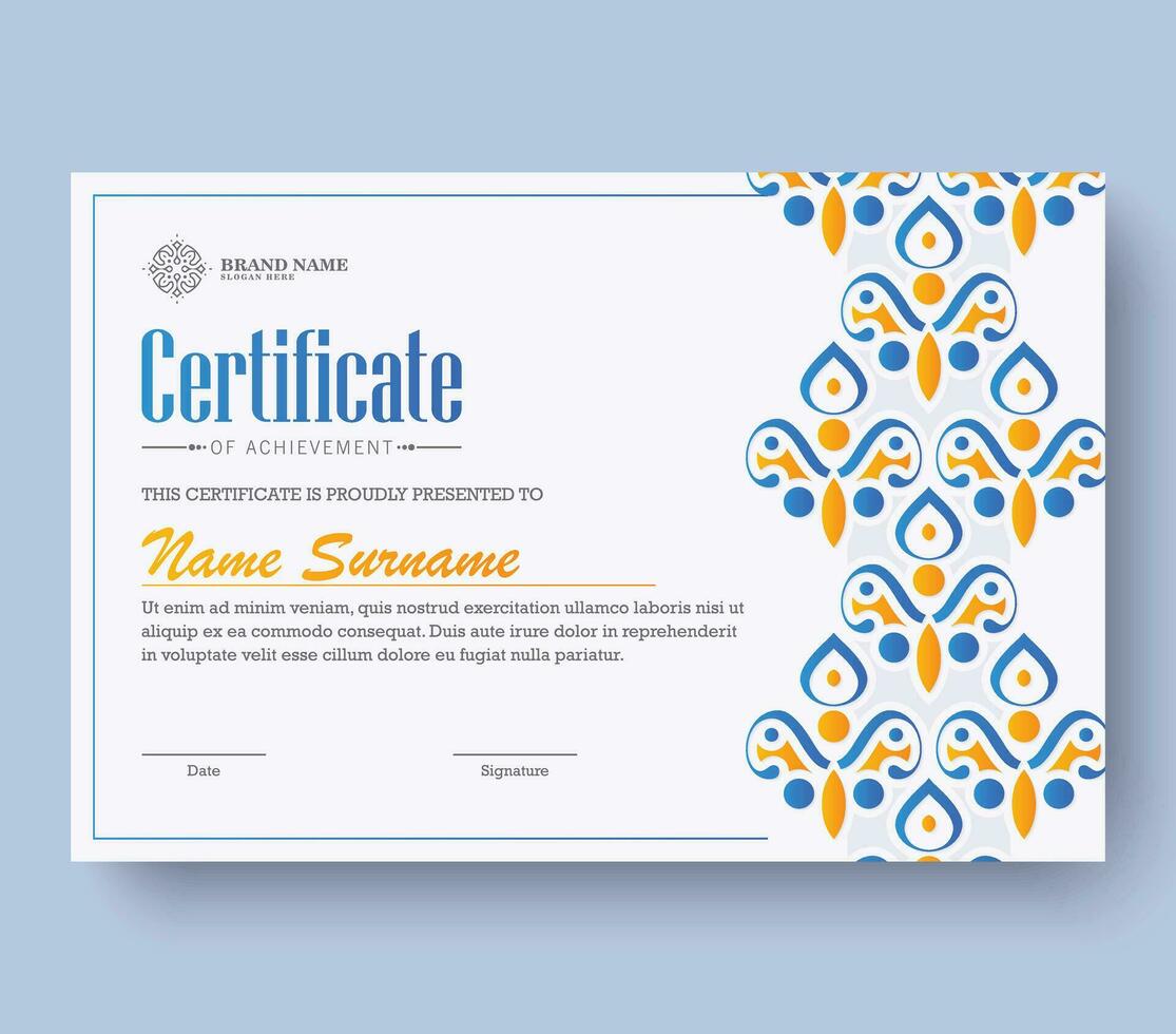 Achievement certificate best award diploma vector