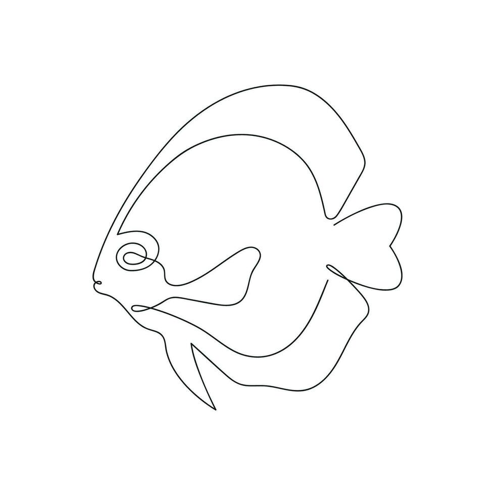 Fish drawn in one continuous line. One line drawing, minimalism. Vector illustration.