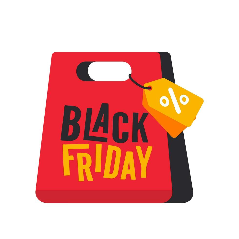 Shopping bags for purchasing Black Friday products, special offers, product discount promotions vector