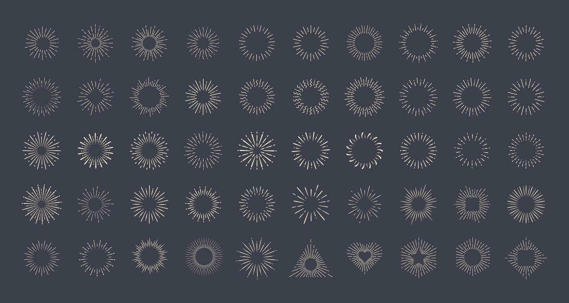 Clásico estilo rayos de sol sencillo líneas de difundido ligero vector