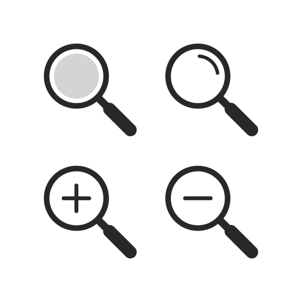 Magnify icon. Magnifying glass icon set. Search icon vector. Magnifier
