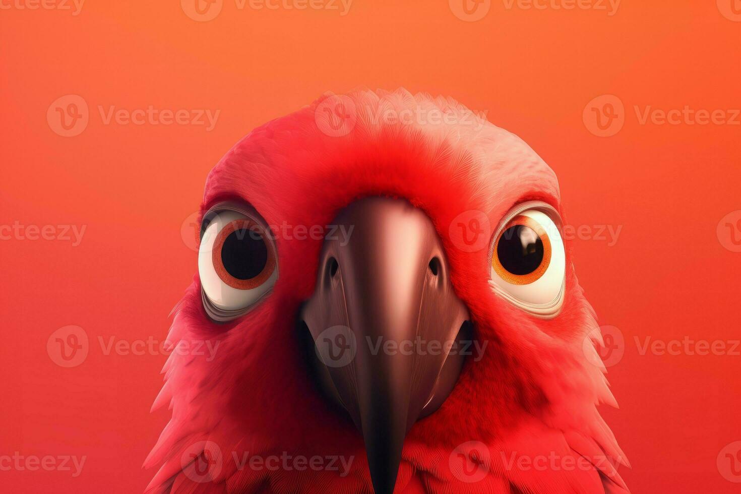 Red parrot head closeup. Generate Ai photo