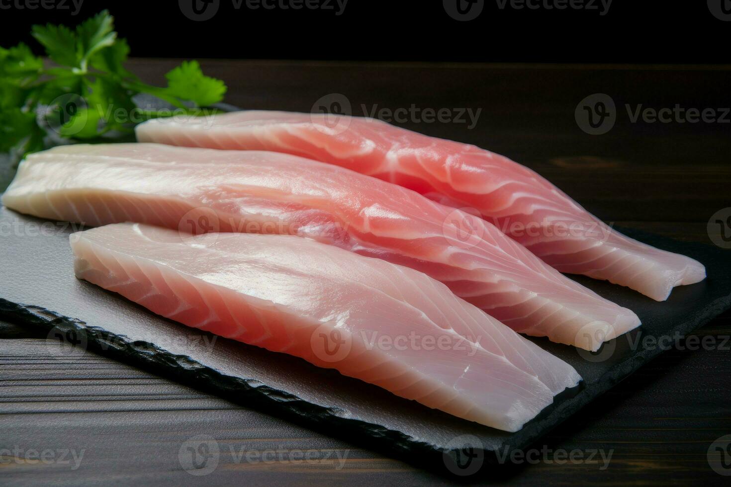 Raw fish fillet. Generate Ai photo