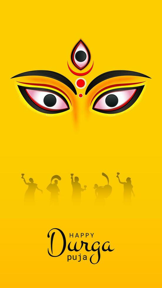 diosa maa Durga cara en contento Durga puya, dussehra, y navratri celebracion concepto para web bandera, póster, social medios de comunicación correo, y volantes publicidad vector