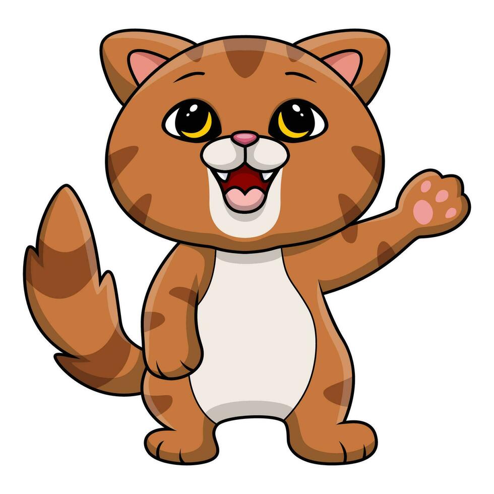 Cute cat cartoon on white background vector