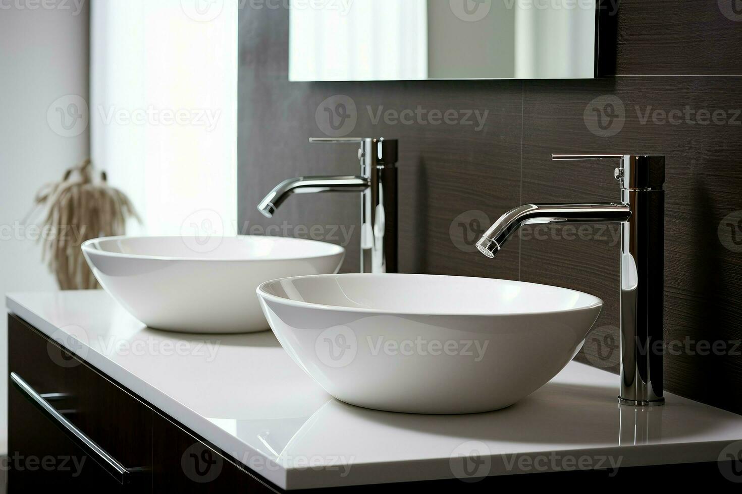 se hunde minimalista baño vanidad. generar ai foto