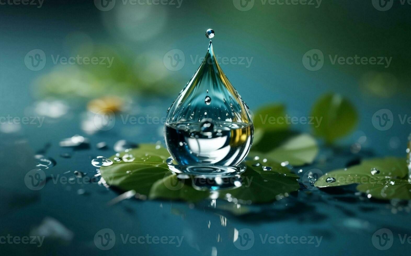 Pure water drop background, Generative AI Illustration. photo