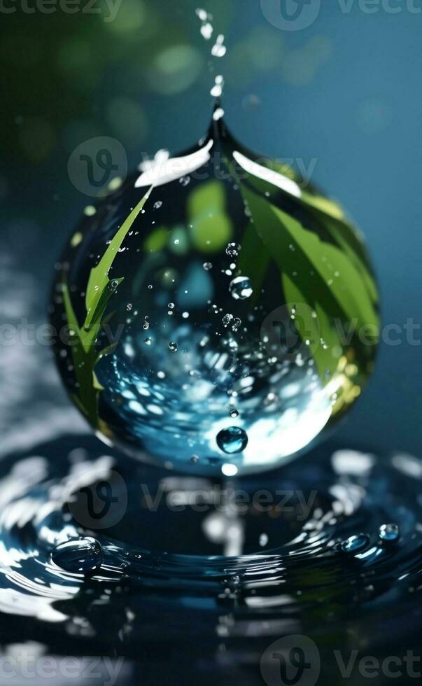 A pure water drop background, Generative AI Illustration. photo