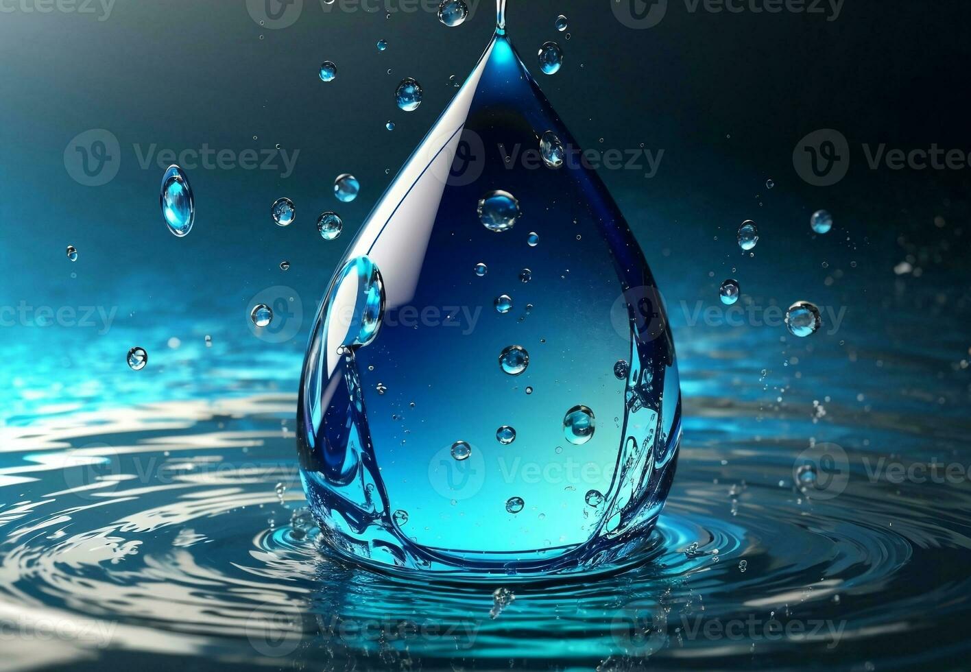 Pure water drop background, Generative AI Illustration. photo