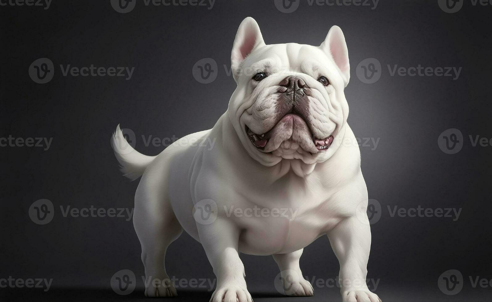 A cute white smiling French bulldog, Generative AI Illustration. photo