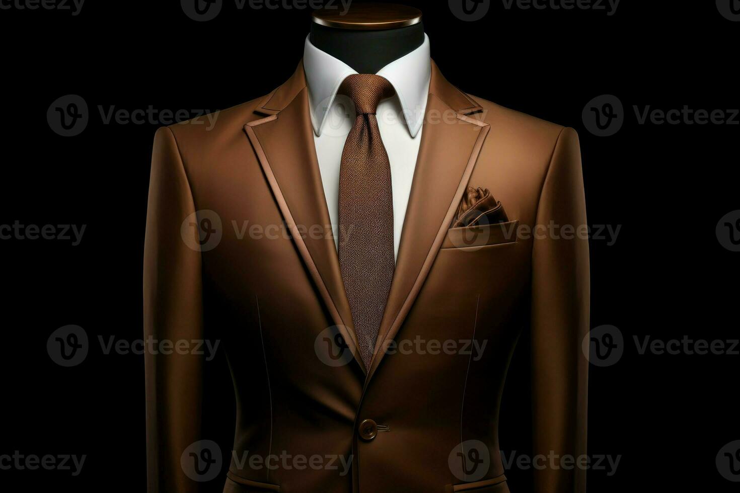 Elegant men brown suit formal. Generate Ai photo