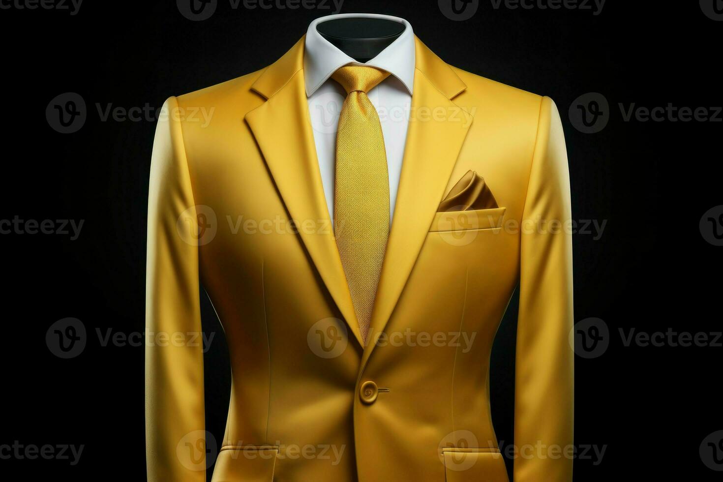 Elegant men yellow suit formal. Generate Ai photo
