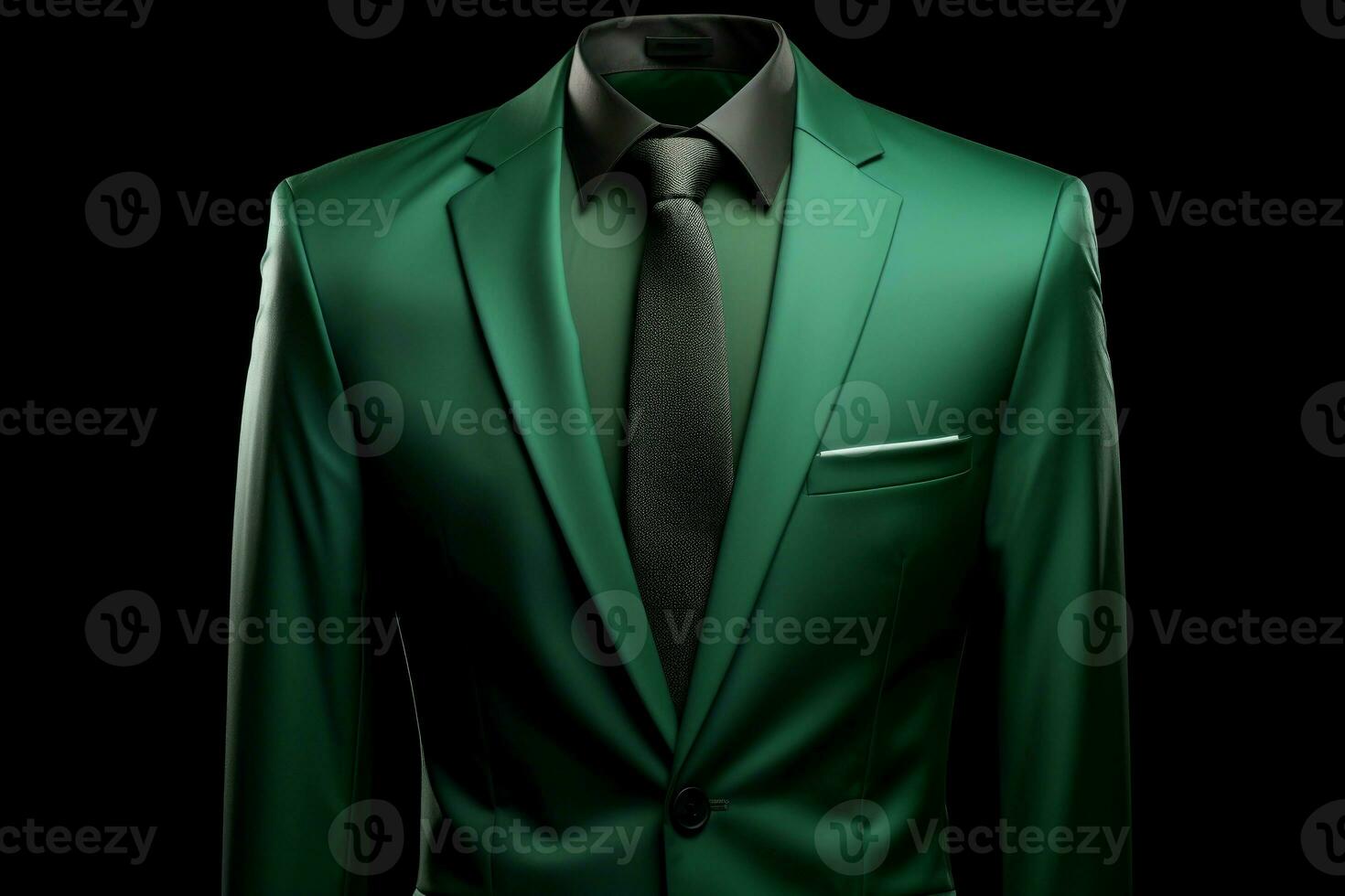 Elegant men green suit. Generate Ai photo
