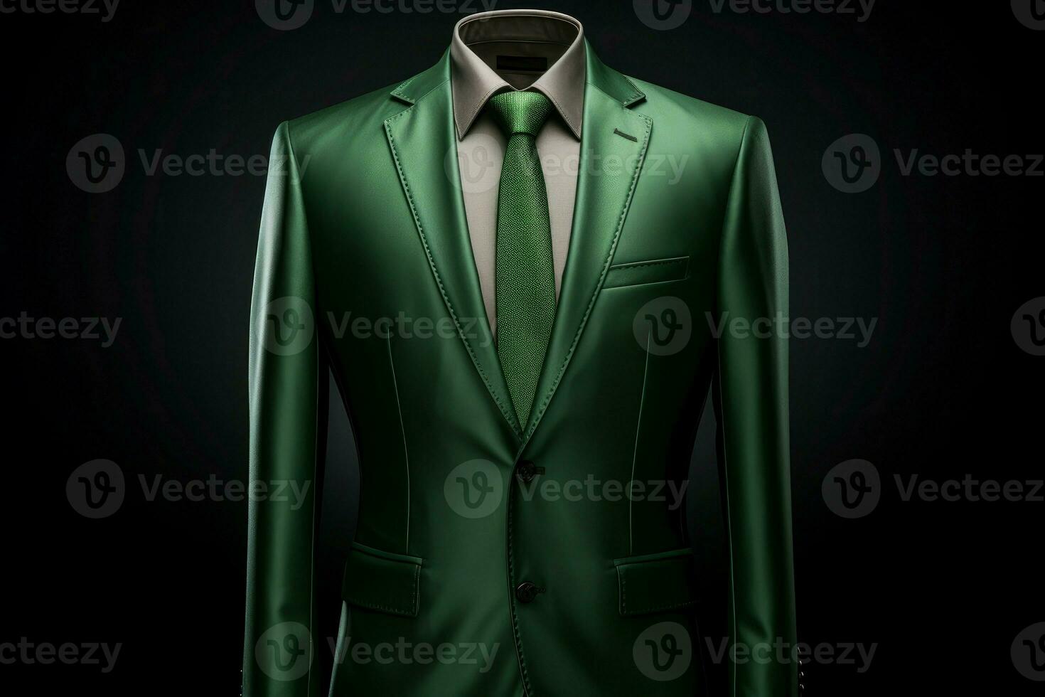 Elegant men green suit model. Generate Ai photo