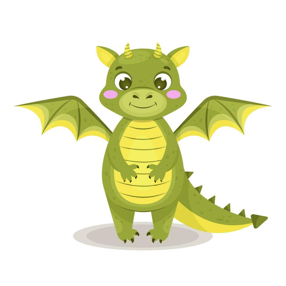 Cute little dragon. Symbol of the new year 2024. vector