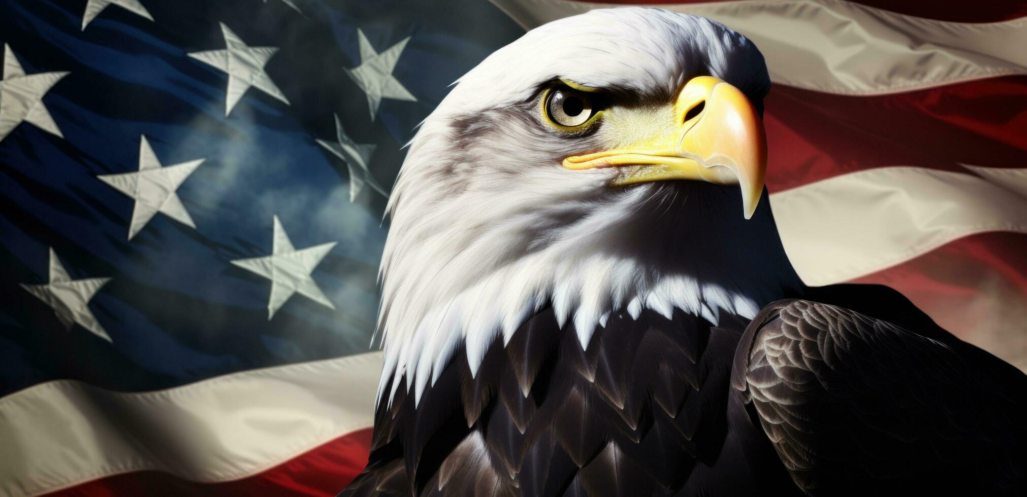 American bald eagle with flag patriotic holiday sentimental background eagle photo