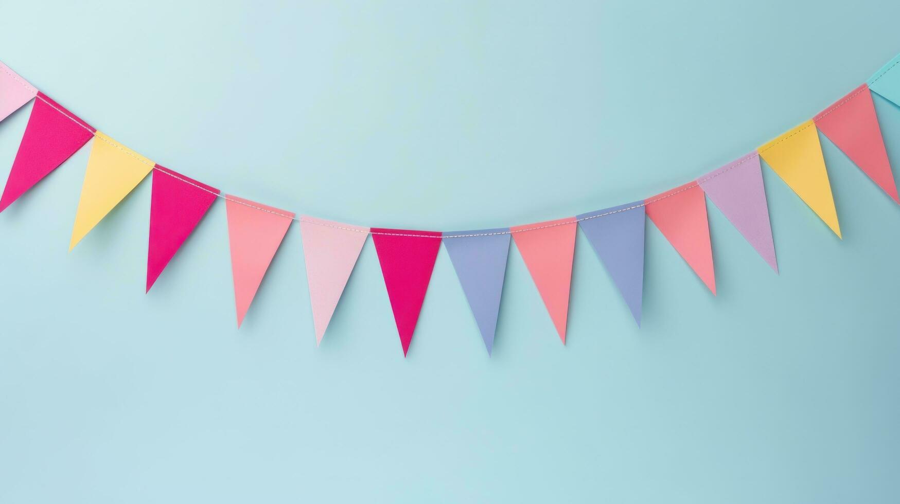 Colorful pennants on the minimalist vivid background photo