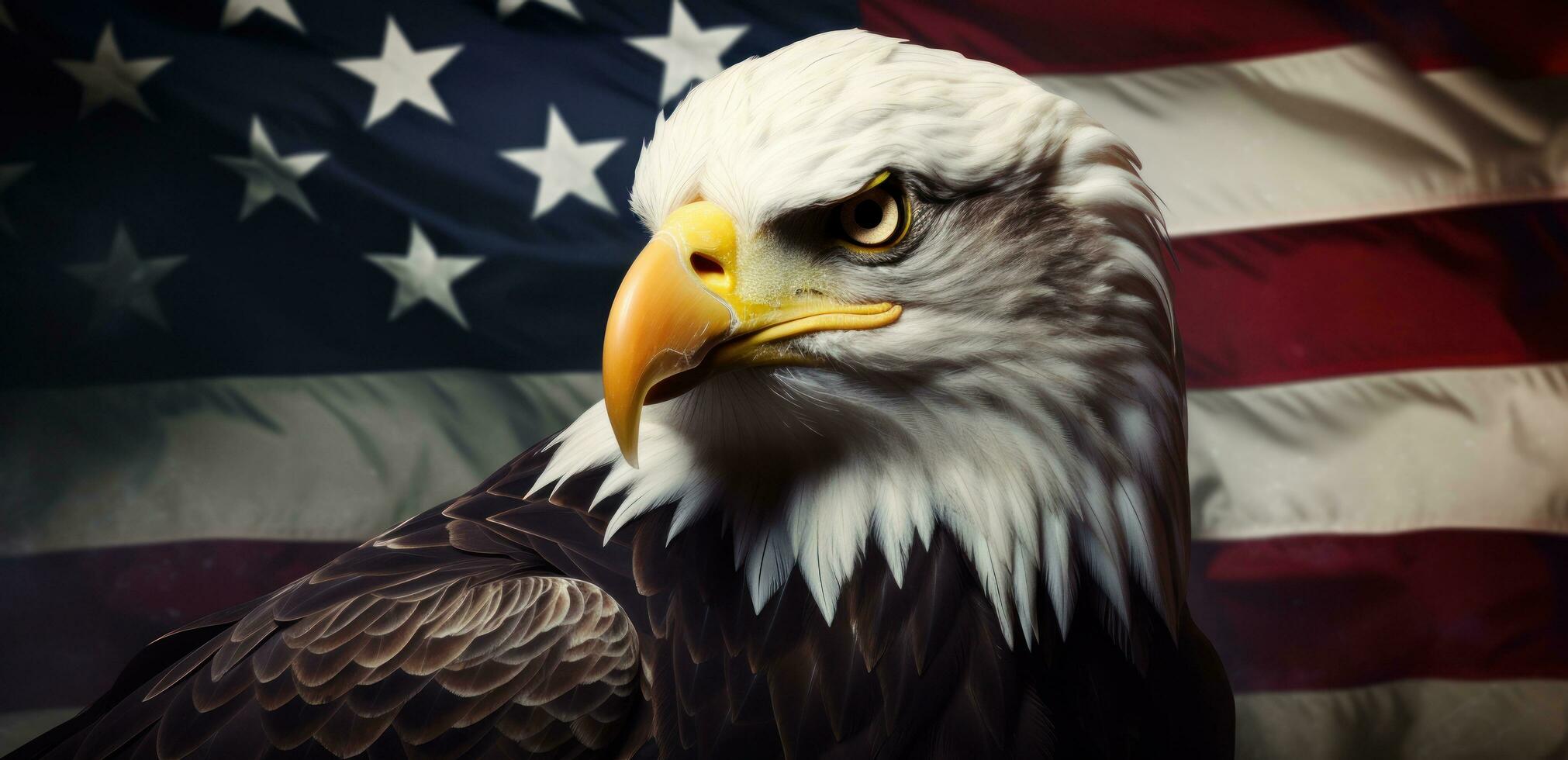 American bald eagle with flag patriotic holiday sentimental background eagle photo