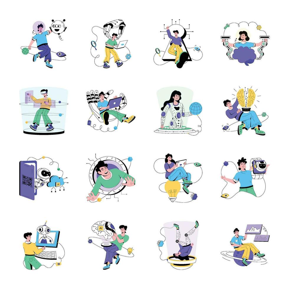 Latest Collection of AI Flat Illustrations vector