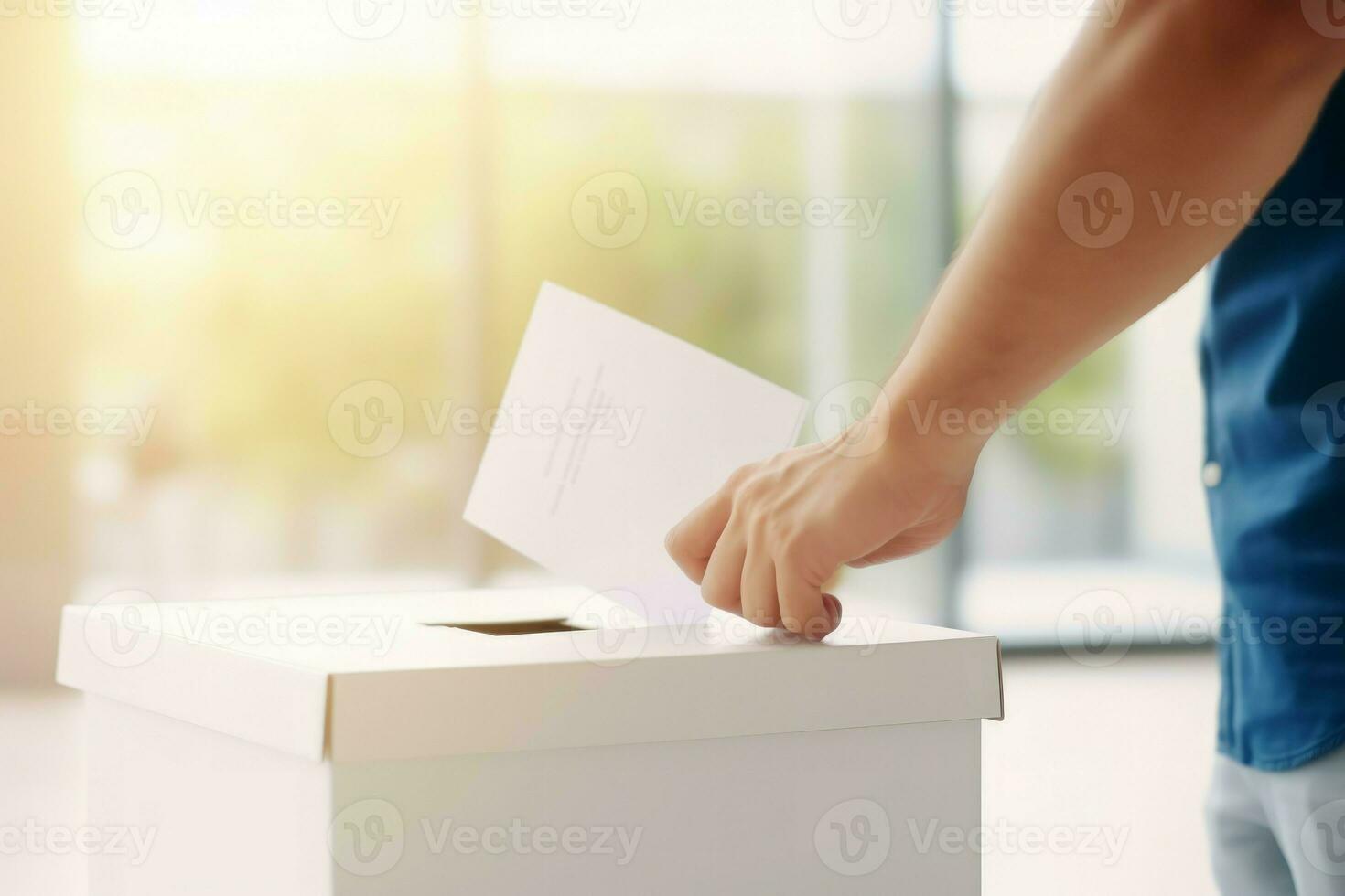 hombre poniendo votar fiesta. generar ai foto