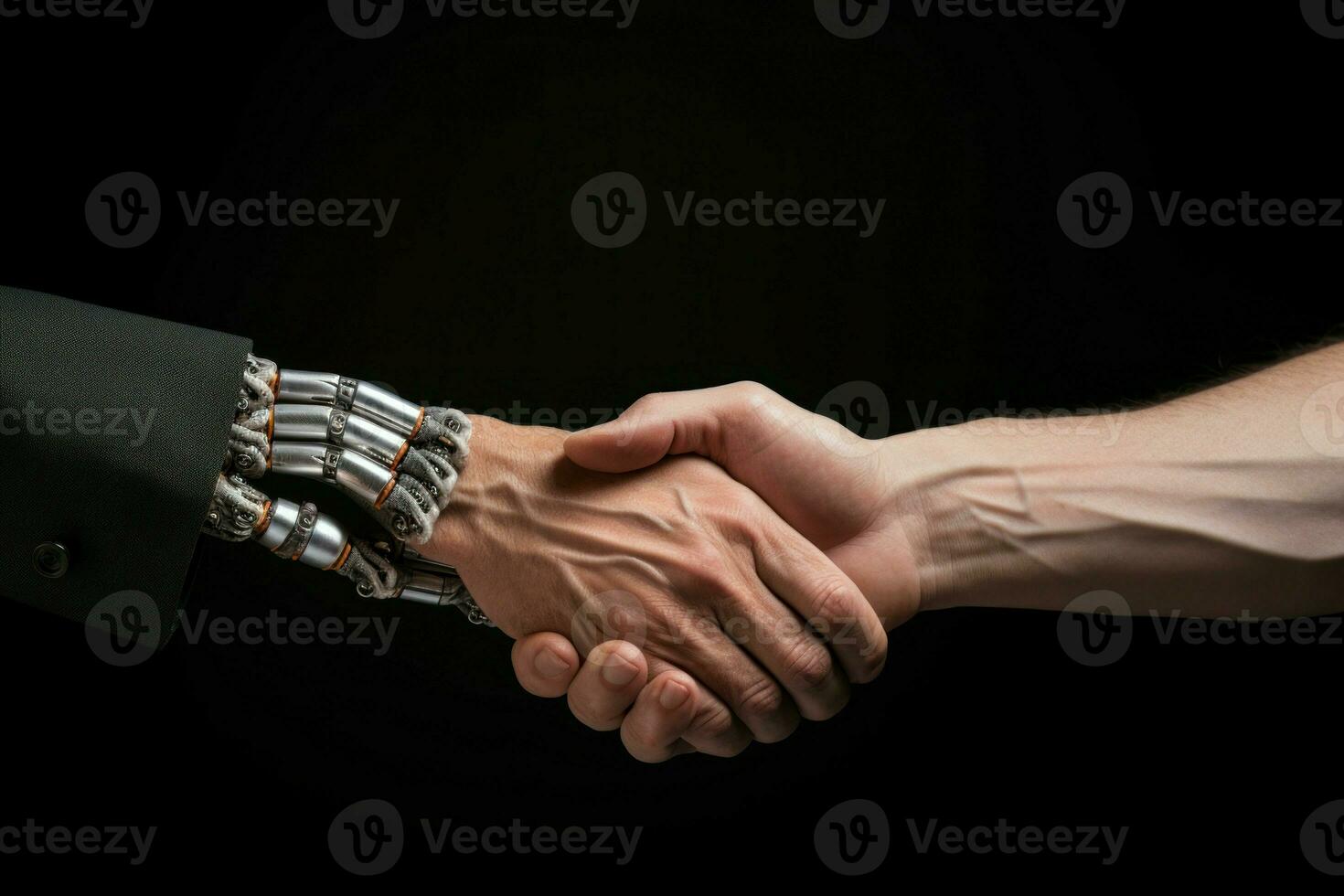 Advanced ai and human hand shake. Generate Ai photo