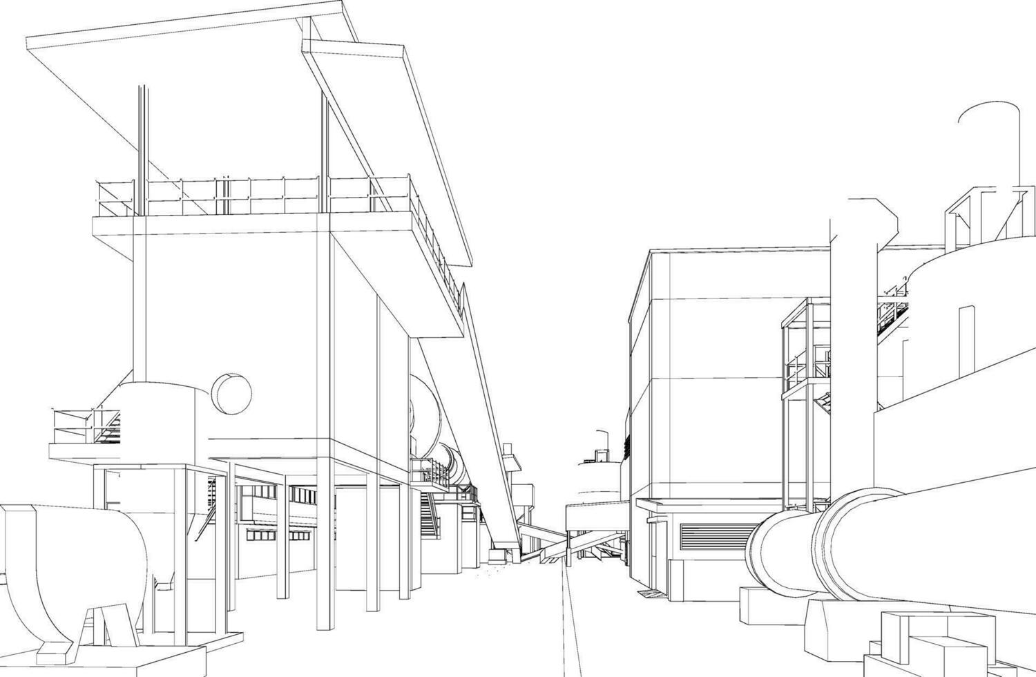 3D illustration of industrial building vector