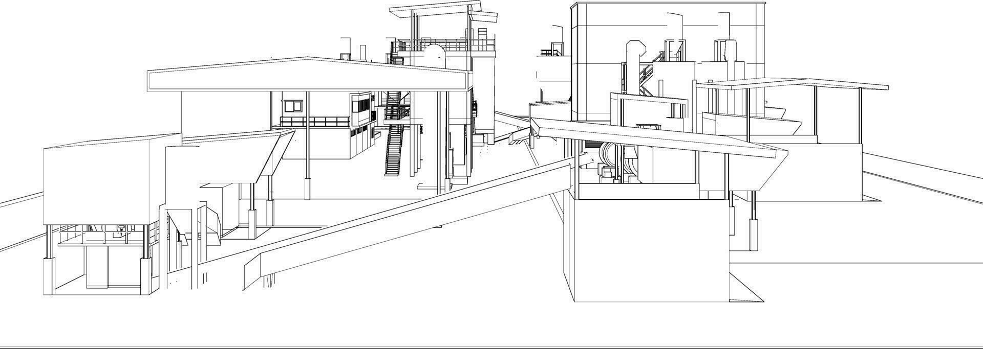 3d ilustración de industrial edificio vector