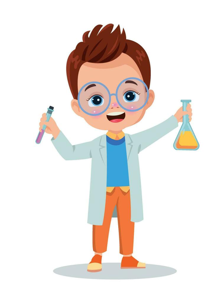 little scientist doing experiments and research vector