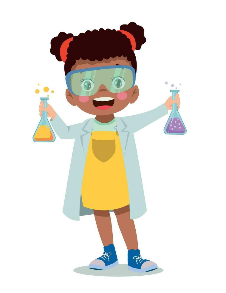 little scientist doing experiments and research vector