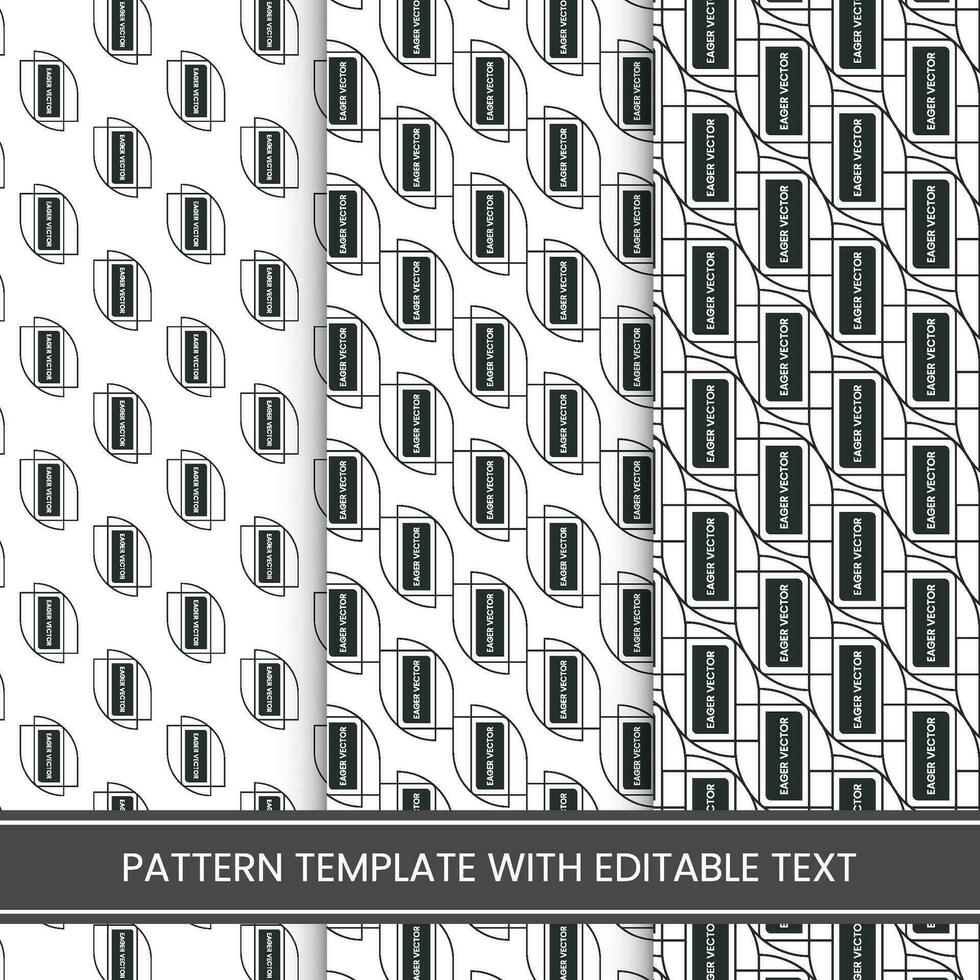 Abstract seamless pattern background set with editable text vector