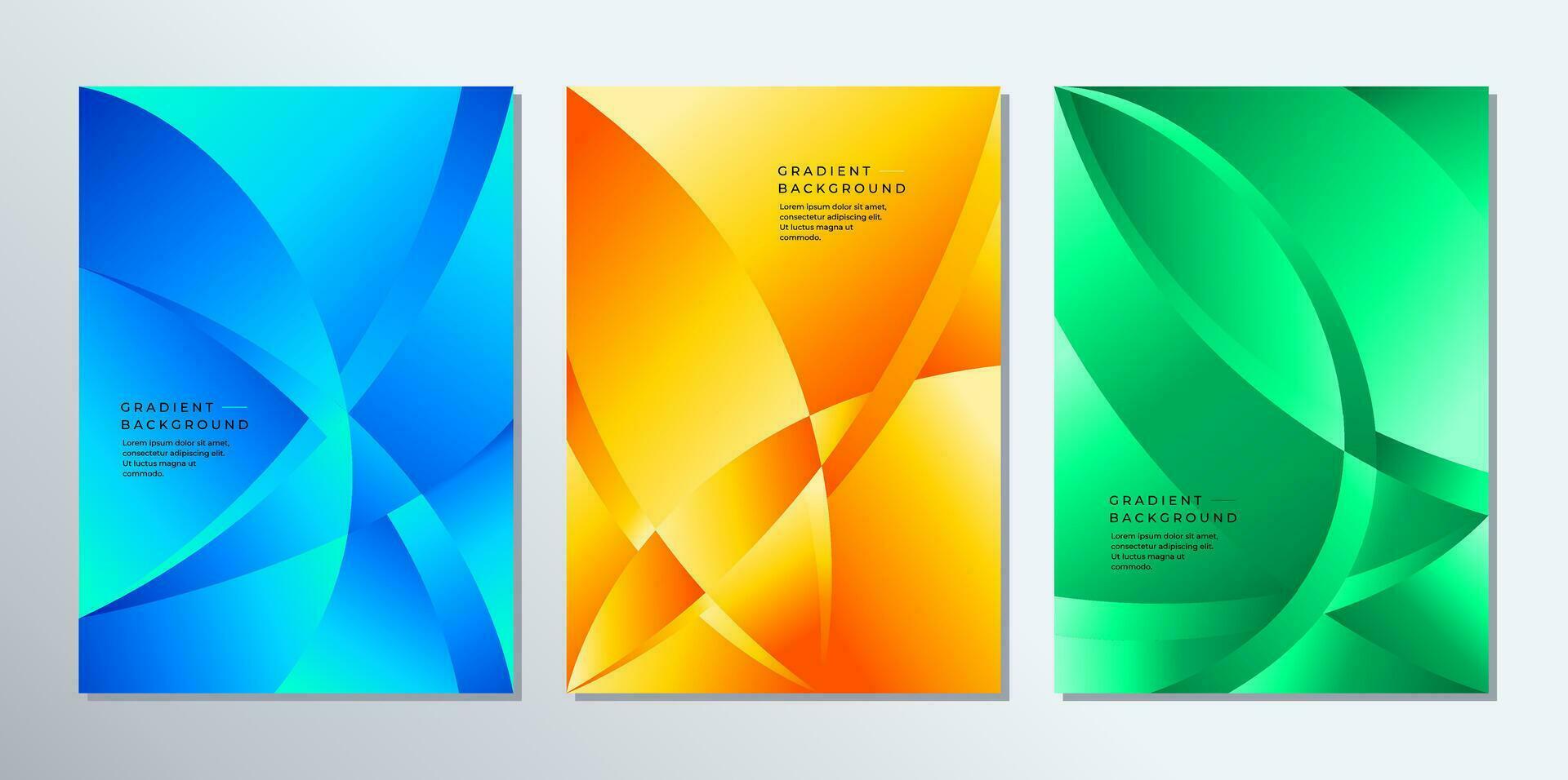 Set of modern gradient curve line abstract cover design vector