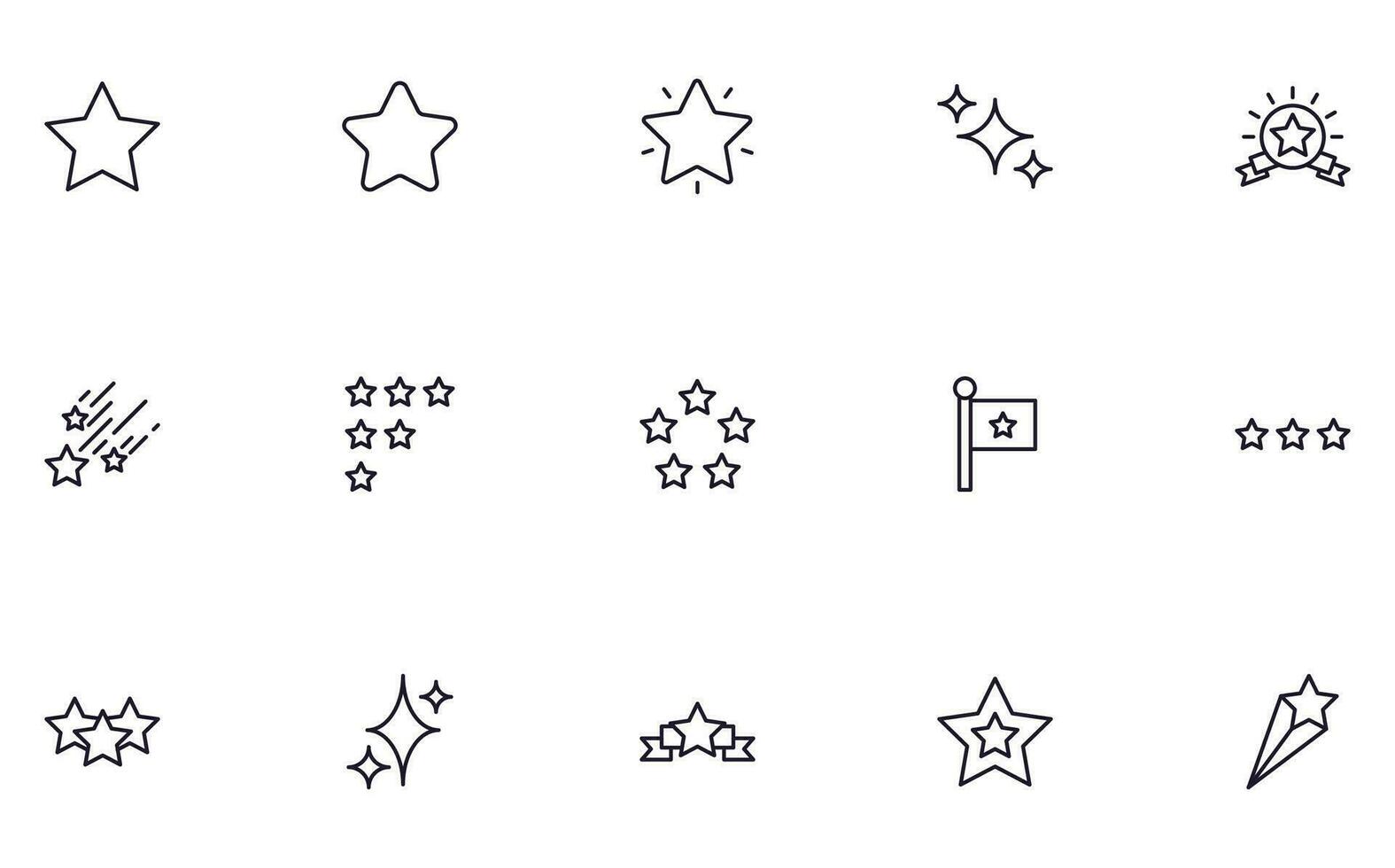 Collection of modern star outline icons. Set of modern illustrations for mobile apps, web sites, flyers, banners etc isolated on white background. Premium quality signs. vector