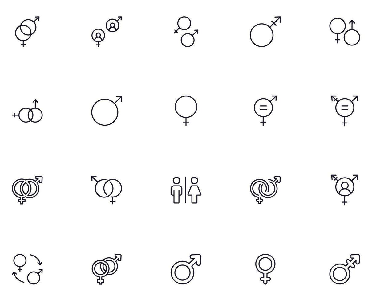 Gender concept. Collection of gender high quality vector outline signs for web pages, books, online stores, flyers, banners etc. Set of premium illustrations isolated on white background