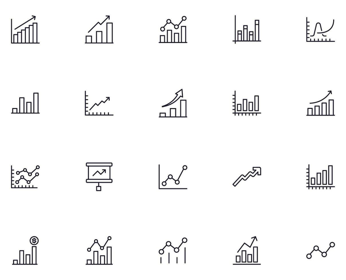 Collection of modern growth outline icons. Set of modern illustrations for mobile apps, web sites, flyers, banners etc isolated on white background. Premium quality signs. vector