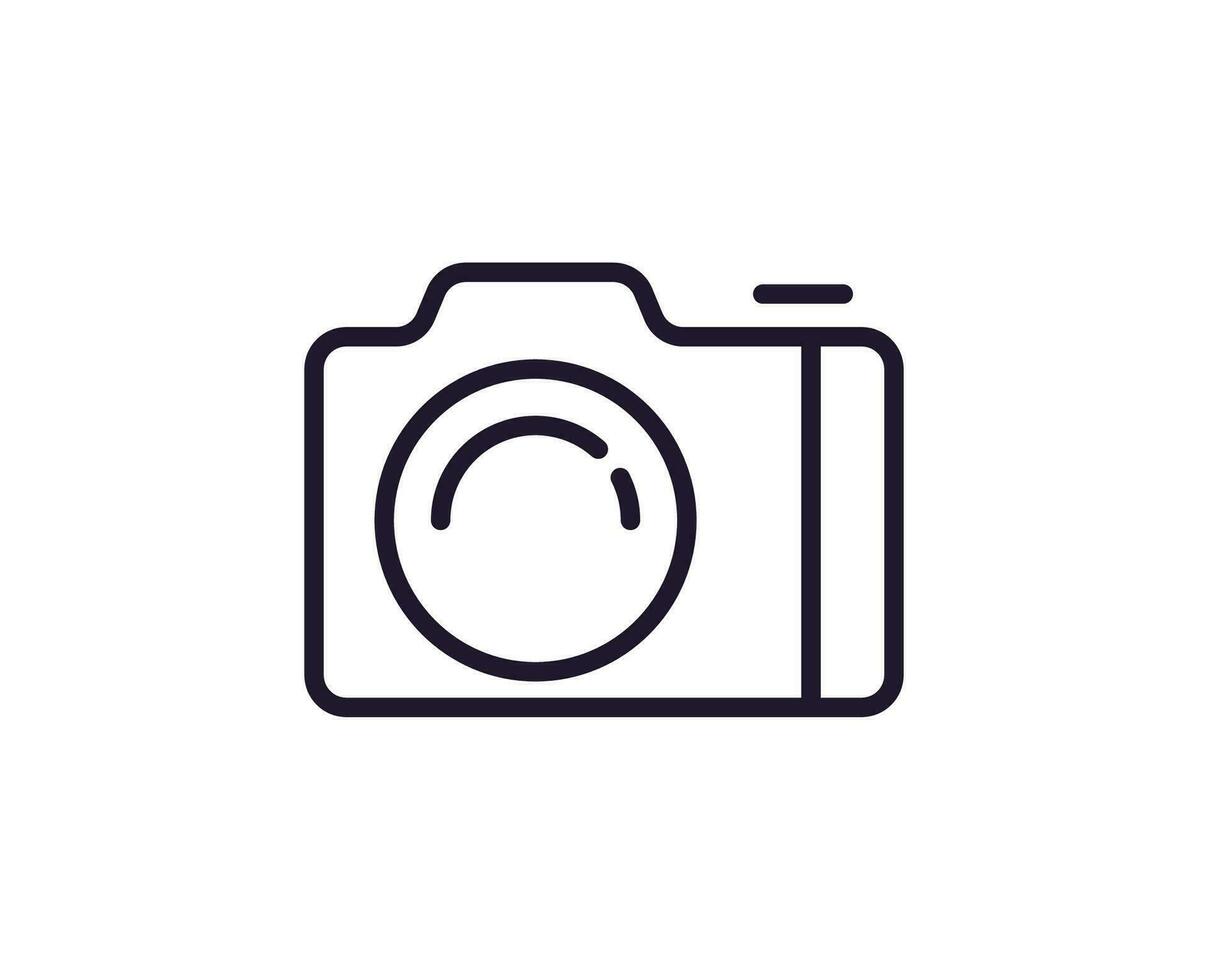 Camera concept. Single premium editable stroke pictogram perfect for logos, mobile apps, online shops and web sites. Vector symbol isolated on white background.