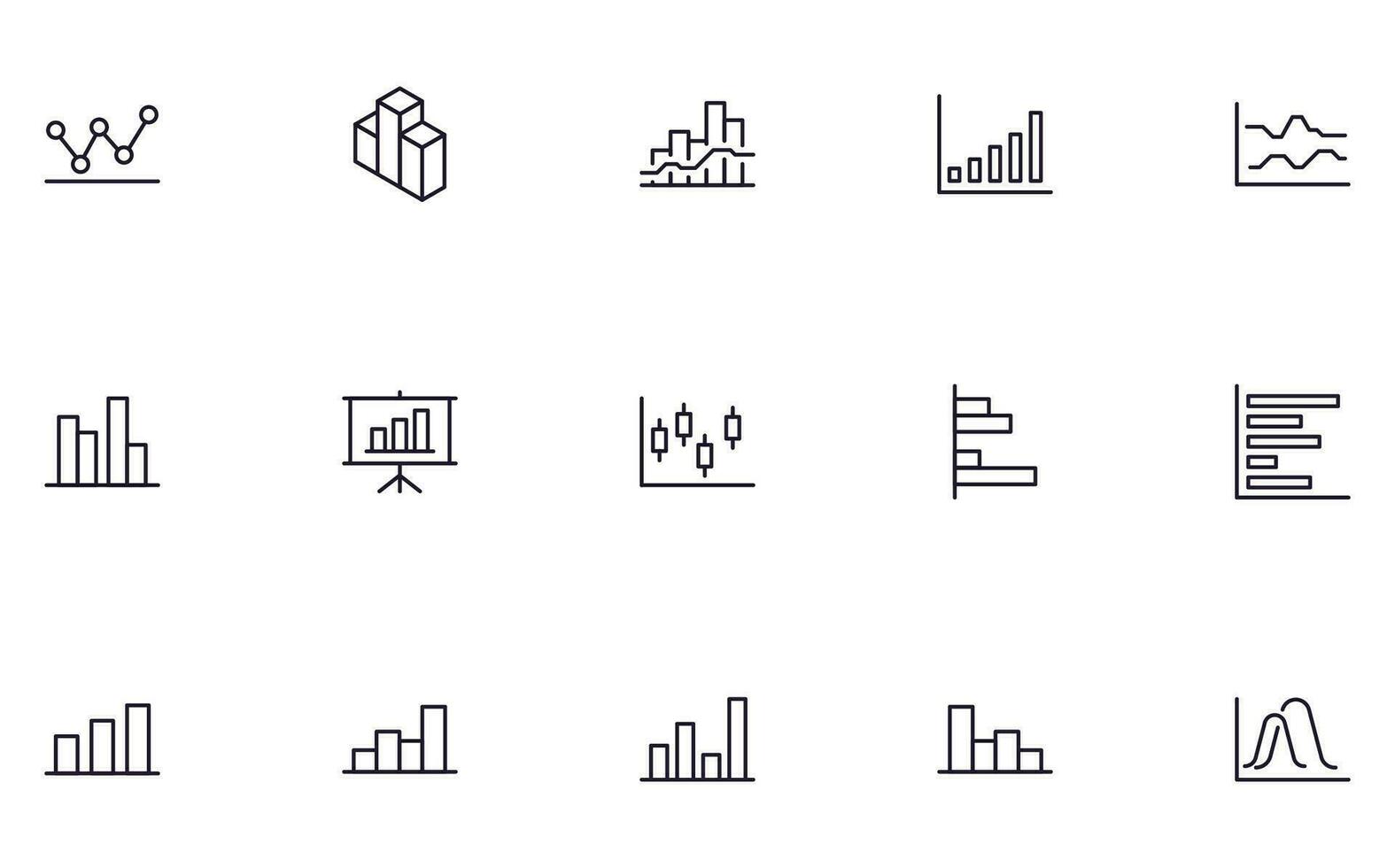 gráfico concepto. gráfico línea icono colocar. colección de vector señales en de moda plano estilo para web sitios, Internet tiendas y historias, libros y volantes prima calidad íconos aislado en blanco antecedentes