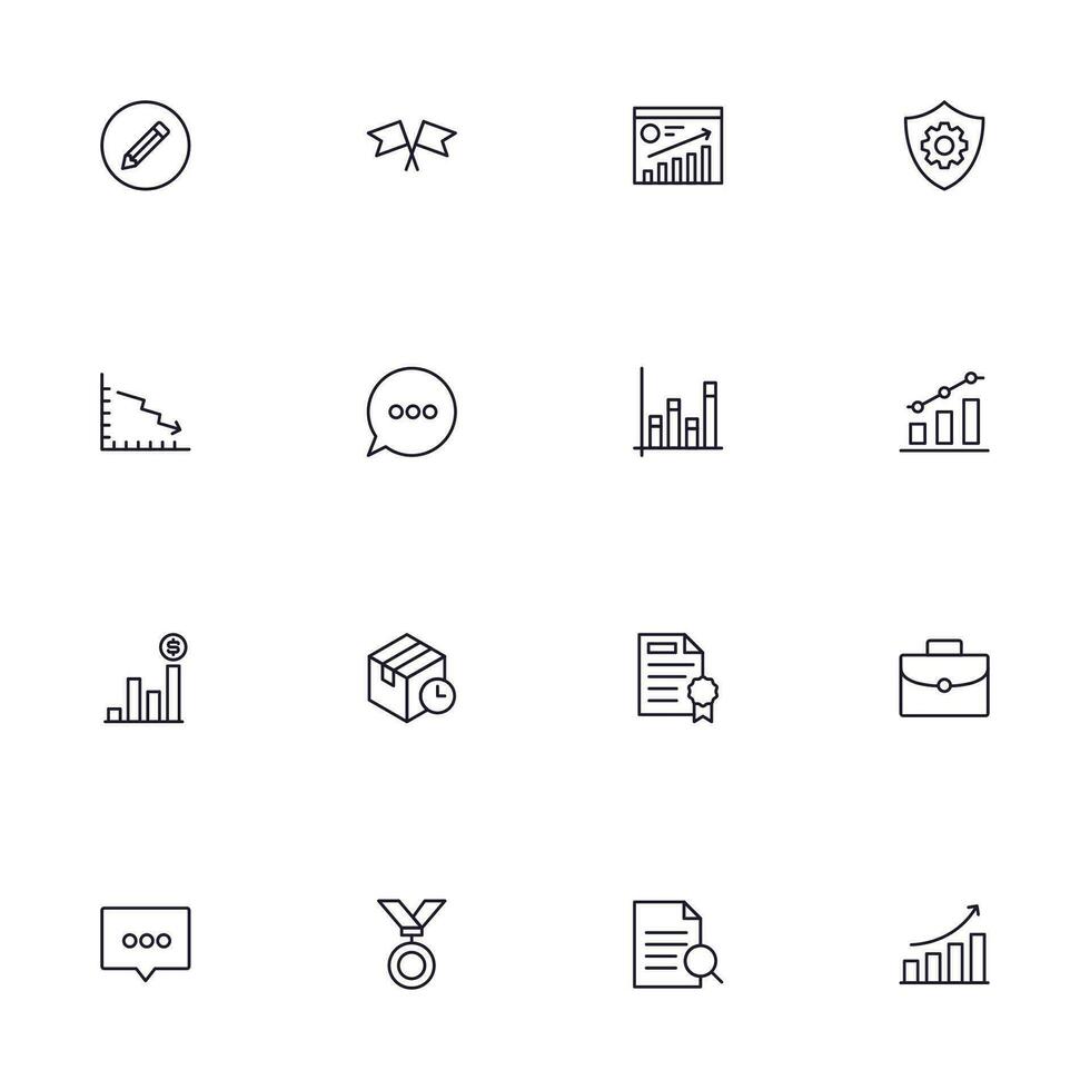 Business line icon set. Collection of commerce uotline sighn for web design, mobile app, UI design, etc. Dark blue line symbol of finance on white background. vector