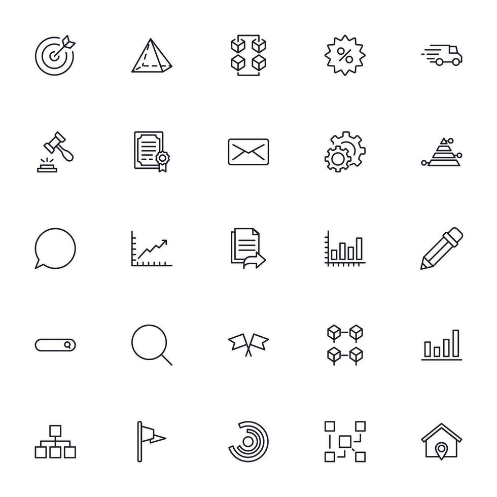 Business line icon set. Collection of commerce uotline sighn for web design, mobile app, UI design, etc. Dark blue line symbol of finance on white background. vector