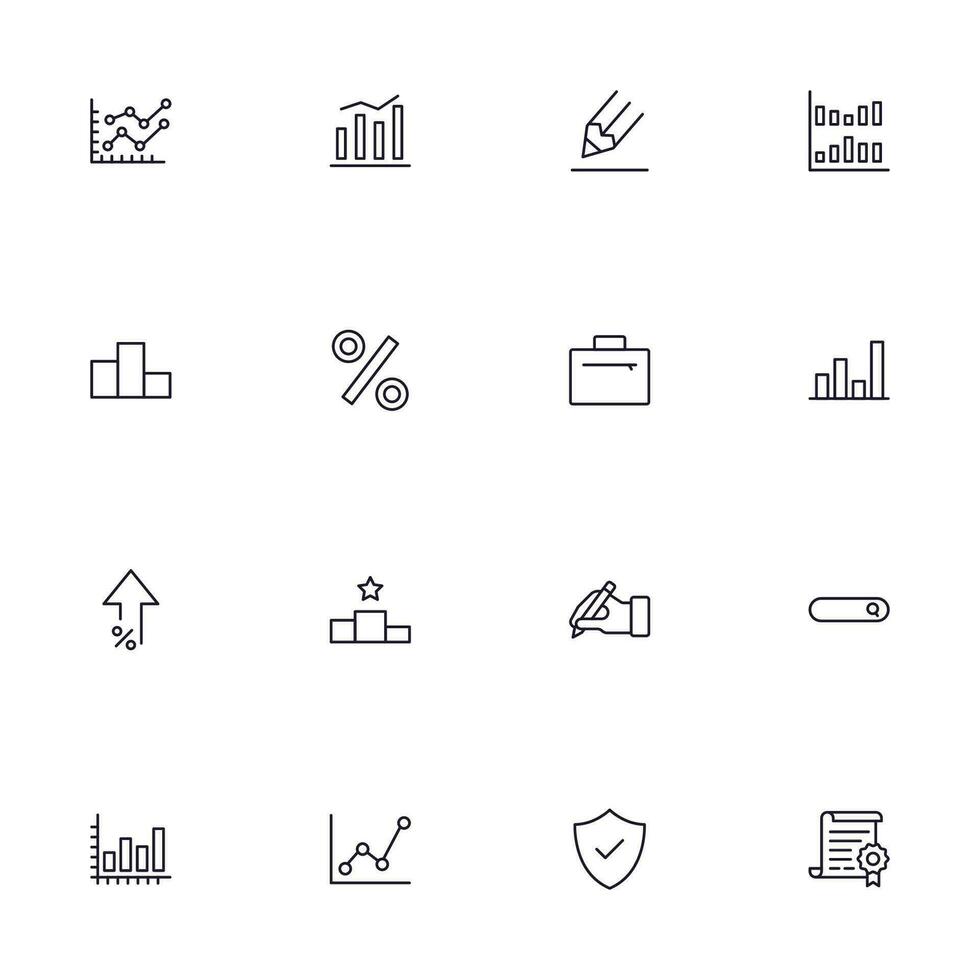 Business line icon set. Collection of commerce uotline sighn for web design, mobile app, UI design, etc. Dark blue line symbol of finance on white background. vector