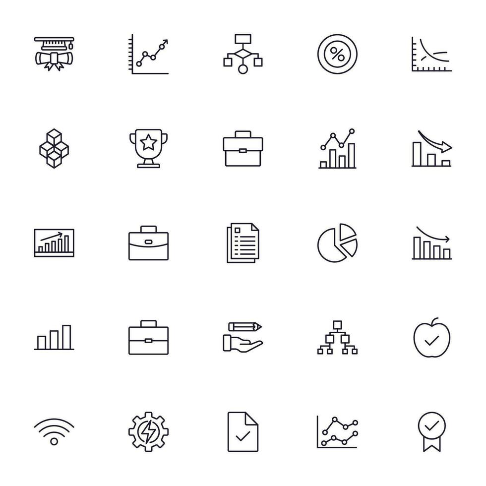 Business line icon set. Collection of commerce uotline sighn for web design, mobile app, UI design, etc. Dark blue line symbol of finance on white background. vector