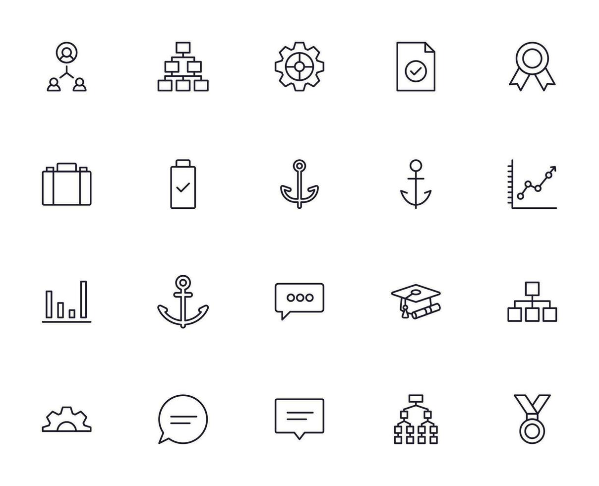Business line icon set. Collection of commerce uotline sighn for web design, mobile app, UI design, etc. Dark blue line symbol of finance on white background. vector