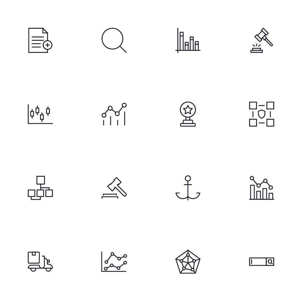 Business line icon set. Collection of commerce uotline sighn for web design, mobile app, UI design, etc. Dark blue line symbol of finance on white background. vector