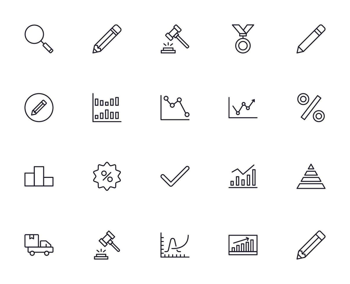 Business line icon set. Collection of commerce uotline sighn for web design, mobile app, UI design, etc. Dark blue line symbol of finance on white background. vector
