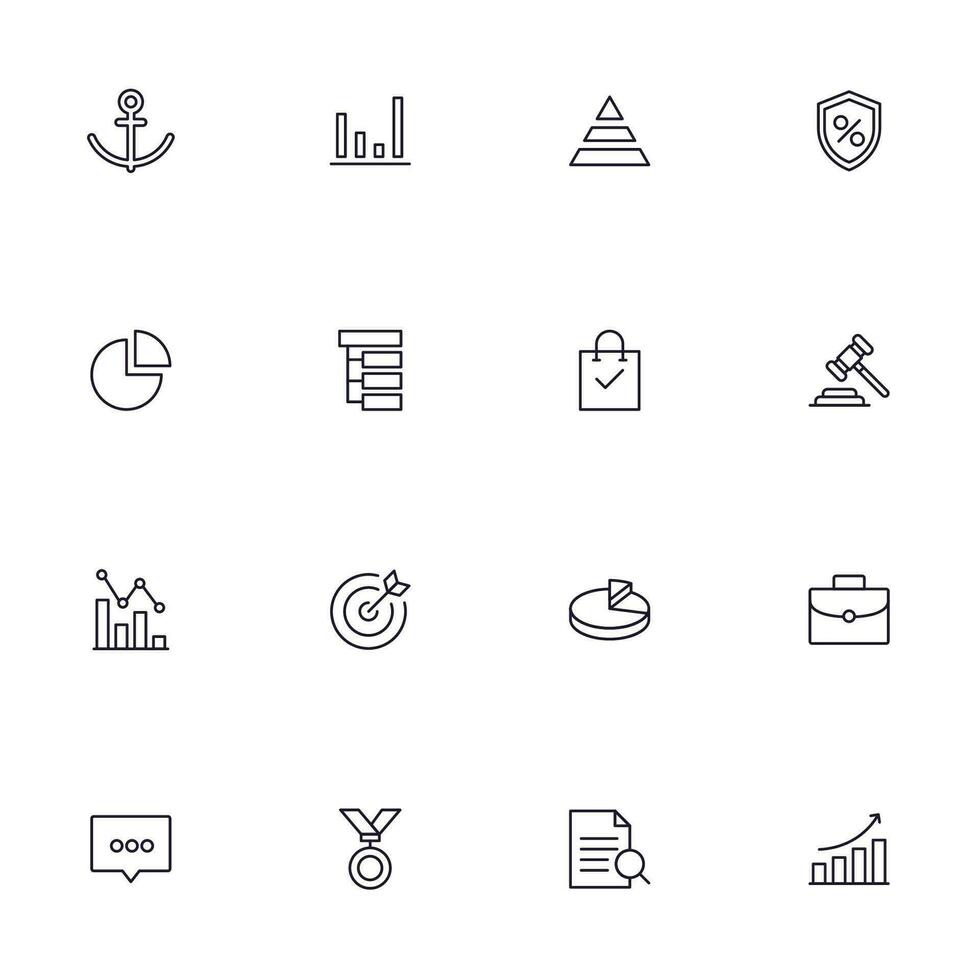 Business line icon set. Collection of commerce uotline sighn for web design, mobile app, UI design, etc. Dark blue line symbol of finance on white background. vector