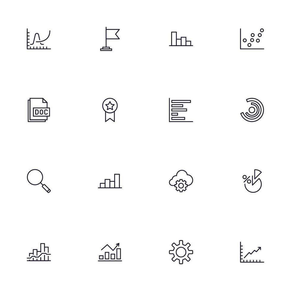 Business line icon set. Collection of commerce uotline sighn for web design, mobile app, UI design, etc. Dark blue line symbol of finance on white background. vector